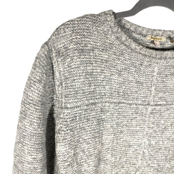 Barbour Womens Malvern patch pocket Crew Sweater Size 8 light Gray textured - Picture 6 of 12